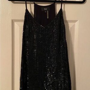 MLV Black Sequin Spaghetti-Strap Camisole